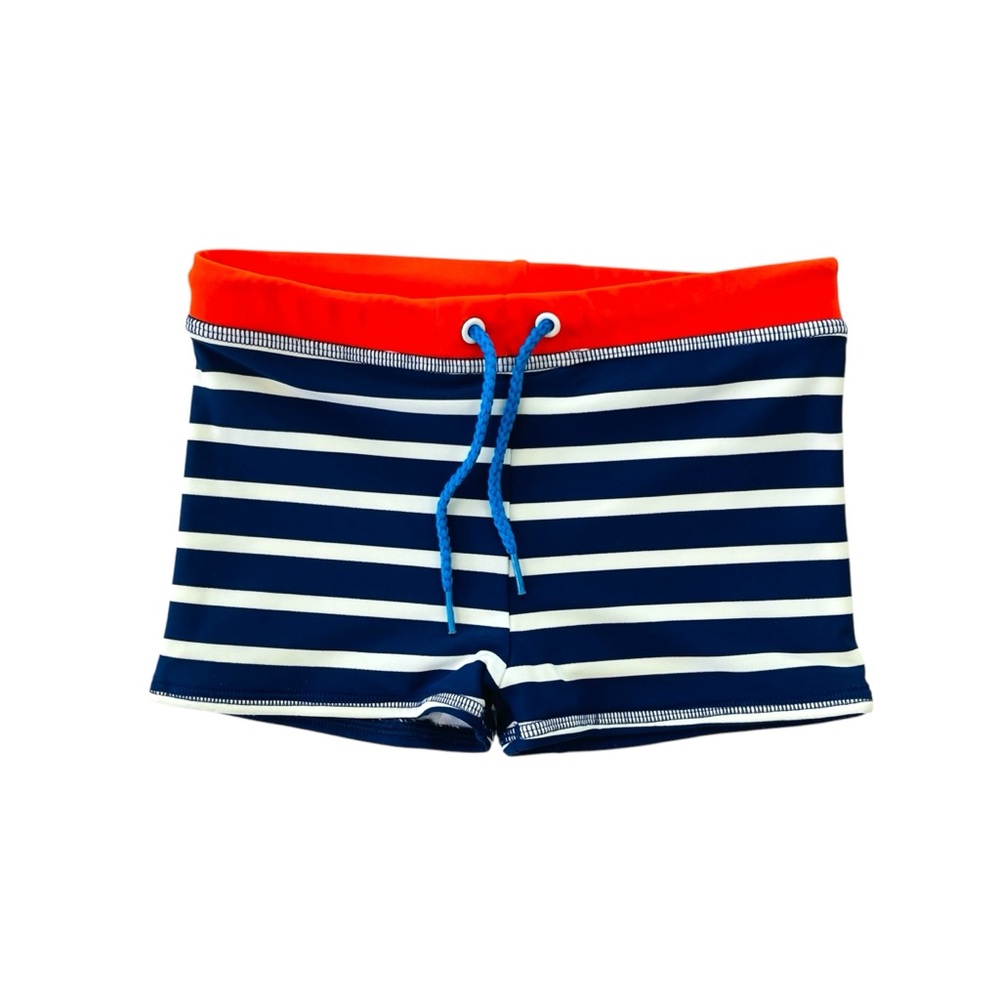 Mini Boden, Trunks - Navy and Orange Striped